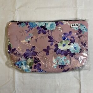 The Pouch Cosmetic Bag Mauve NWT Floral Zipper Travel Makeup Pouch